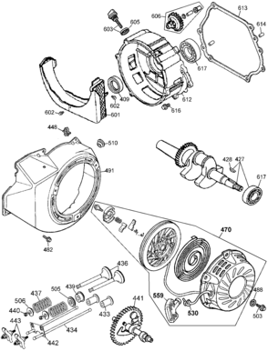 Cam Shaft, Recoil & Cover Diagram and Parts List for PCI2800-AR Type 1 Porter Cable Generator